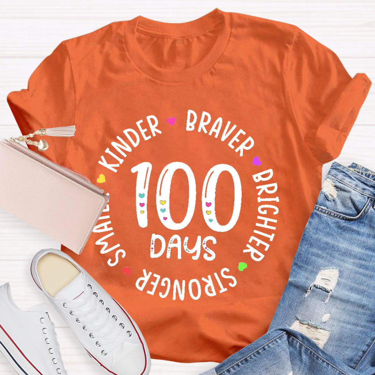 100 Days Braver Brighter Smarter Teacher T-Shirt