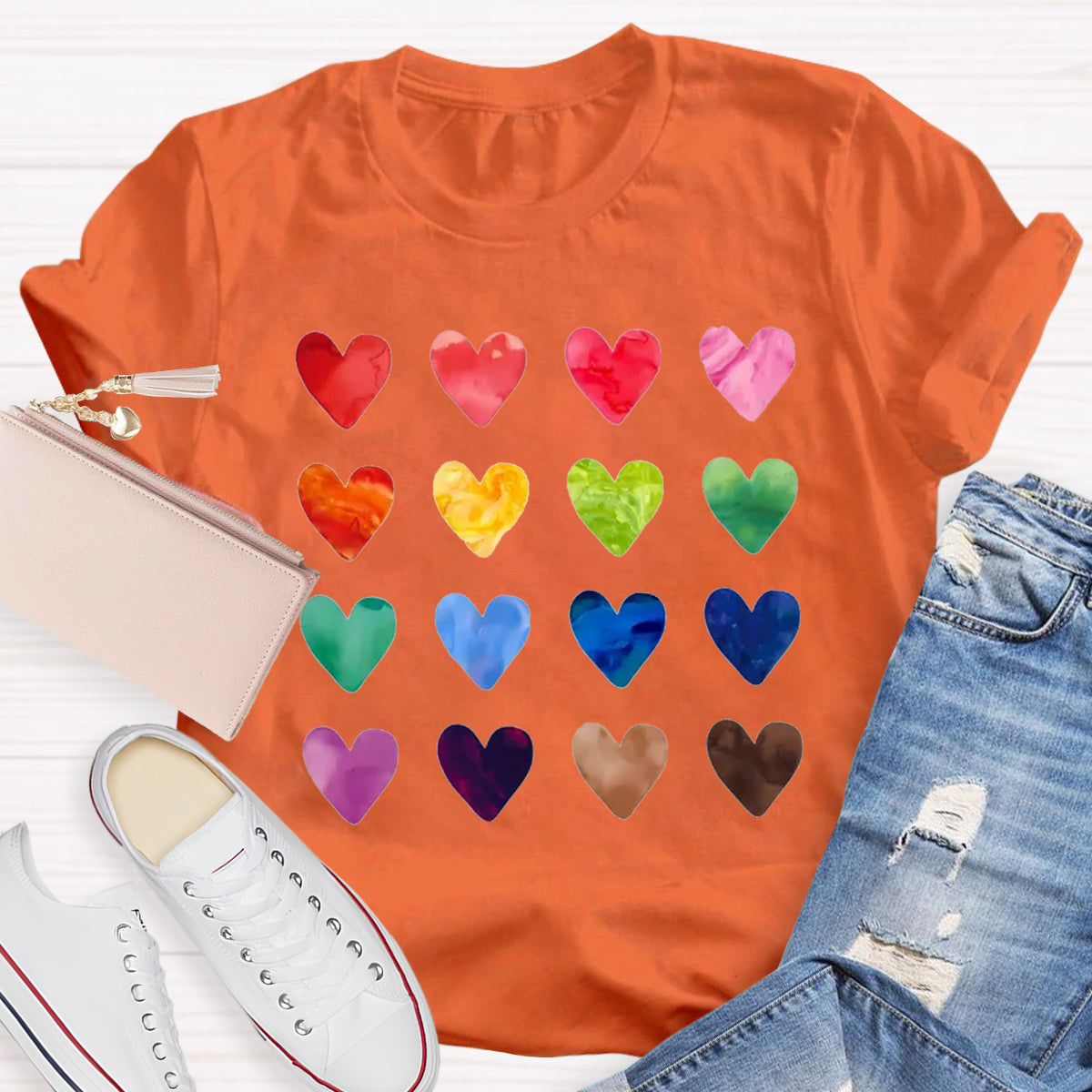 Colorful Love Combination Teacher T-Shirt