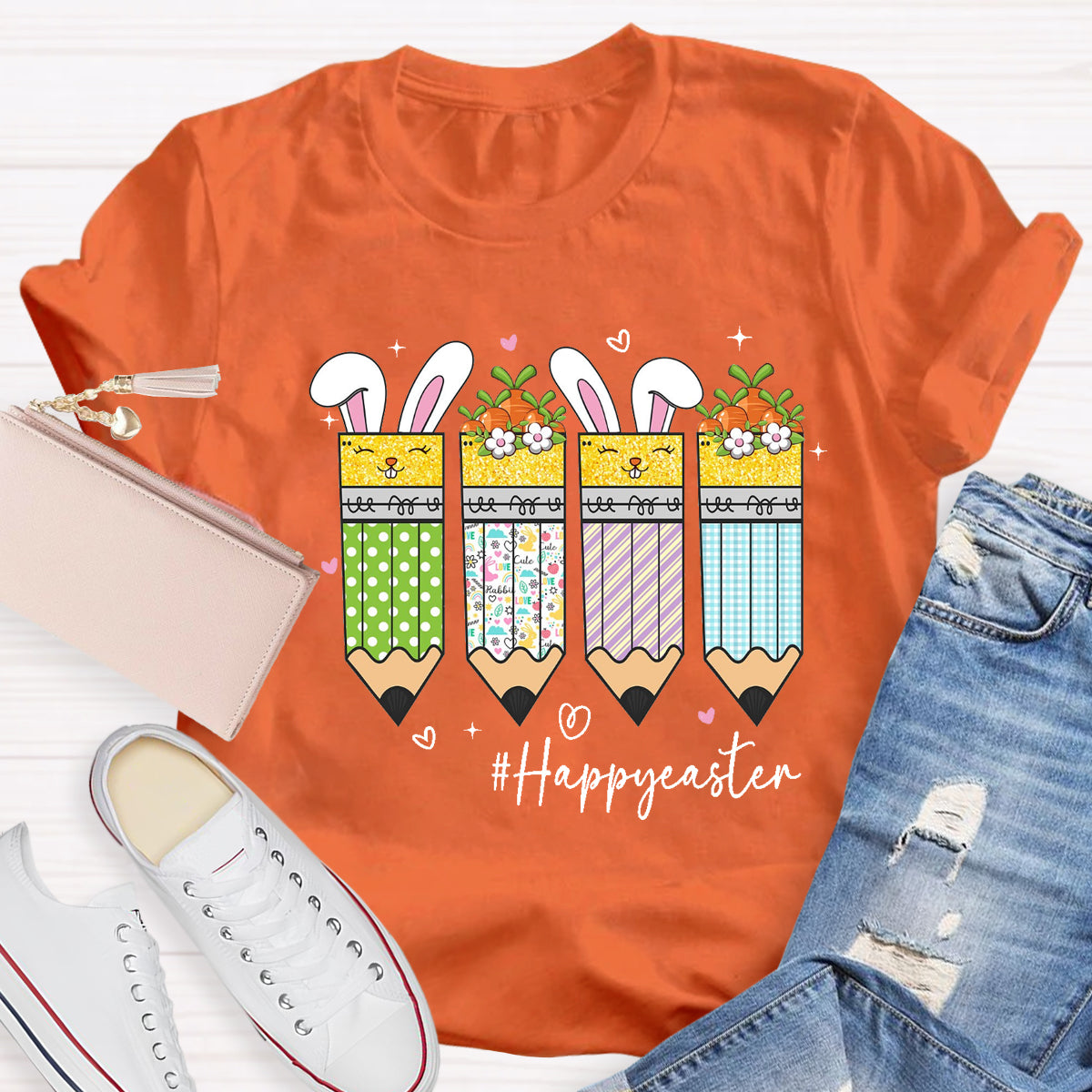 Happy Easter Pencil Teacher T-Shirt