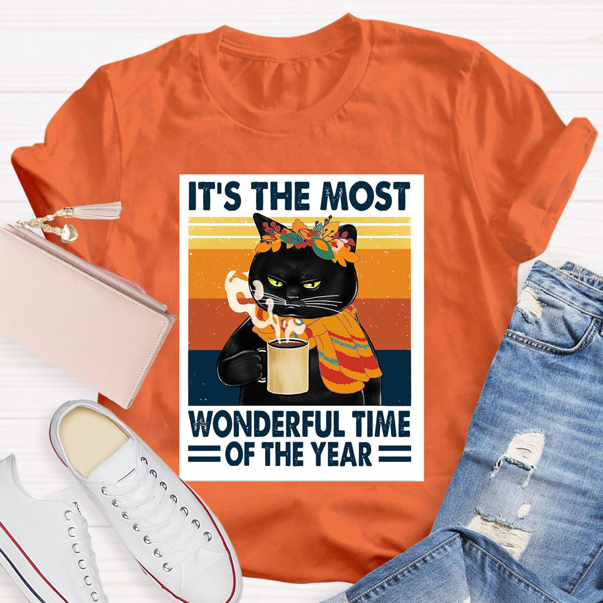 Black Cat It's The Most Wonderful Time Of The Year T-Shirt