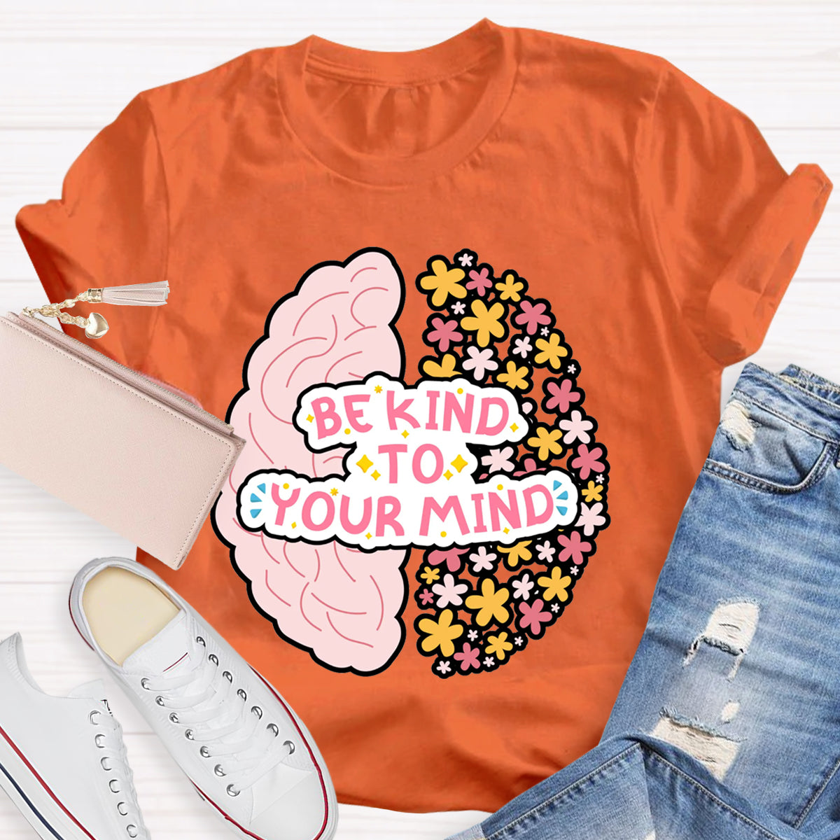 Be Kind To Your Mind Floral Brain T-Shirt