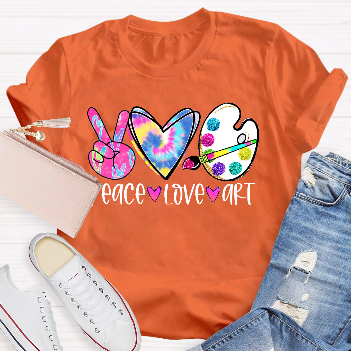 Peace Love Art Teacher T-shirt