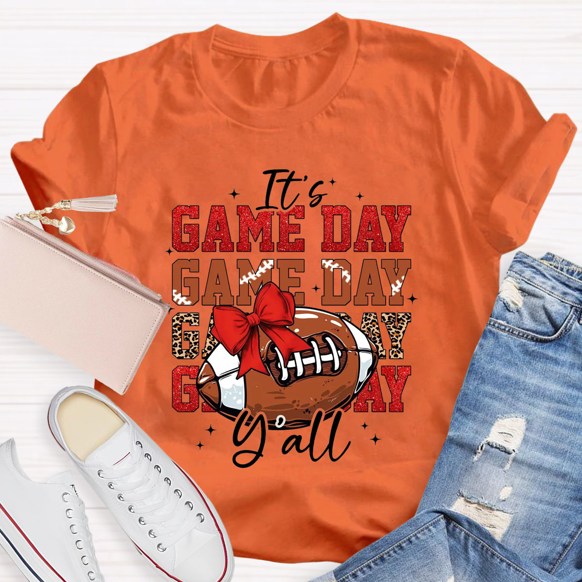 It's Game Day Yall Red Glitter T-Shirt