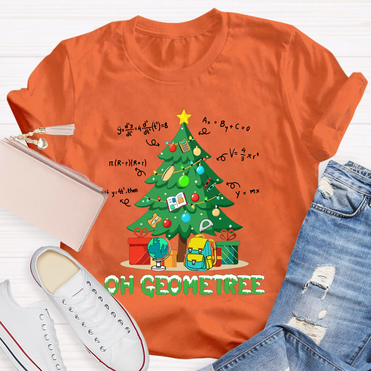 Oh Geometree Funny Math Xmas Teacher T-Shirt