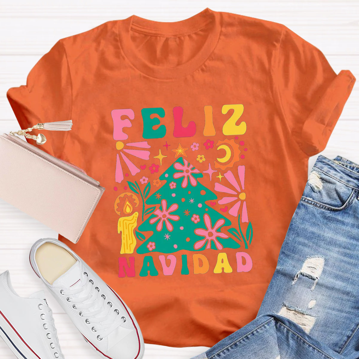 Feliz Navidad Spanish Christmas Teacher T-Shirt