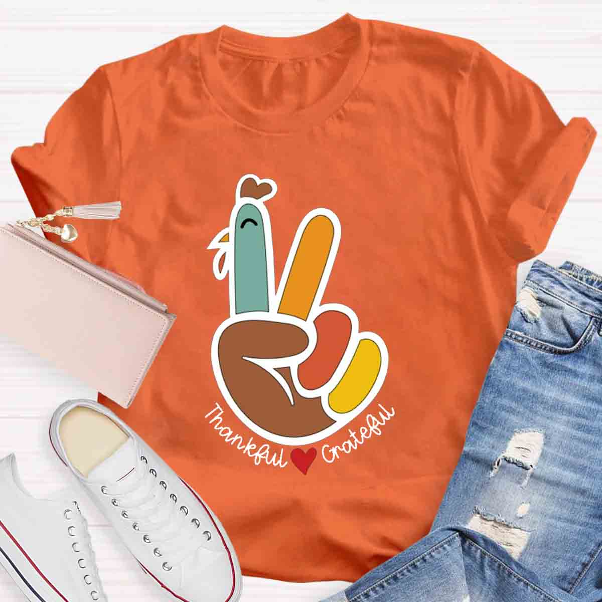 Funny Turkey Thankful Teacher T-Shirt