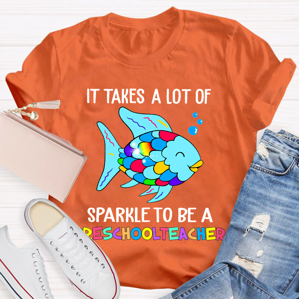 Personalized Grade It Takes A Lot Of Sparkle To Be A Preschool Teacher T-Shirt