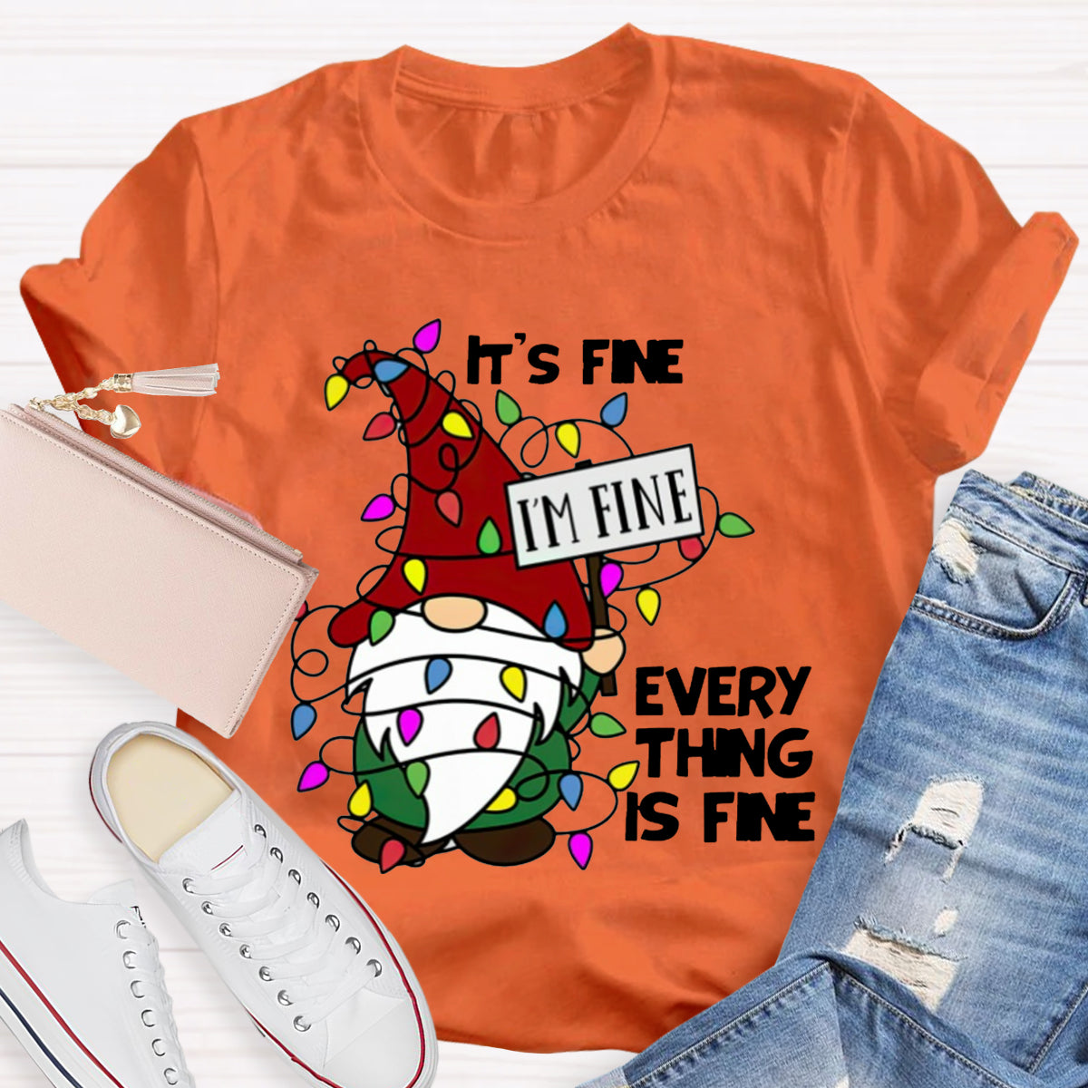 It's Fine I‘m Fine Everything Is Fine Gnome Christmas T-Shirt