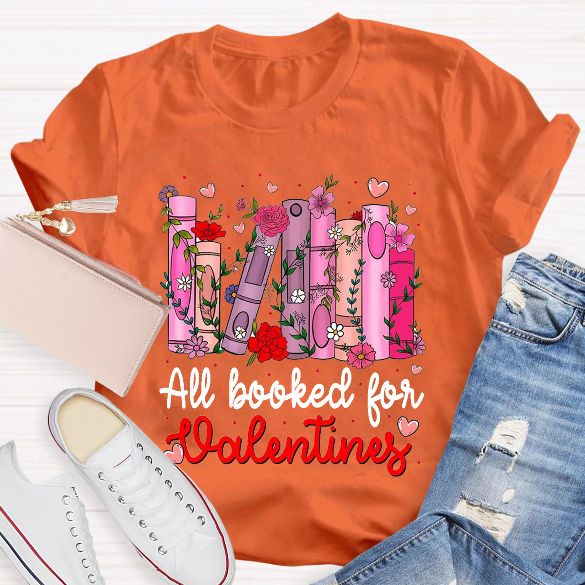 All Booked For Valentines Pink Flower T-Shirt