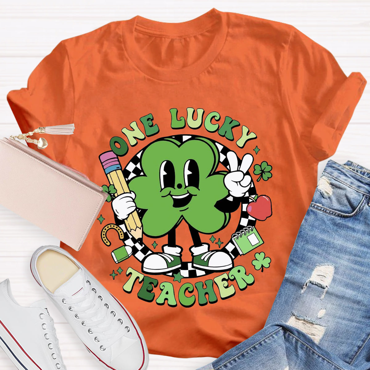 One Lucky Teacher Shamrock T-Shirt