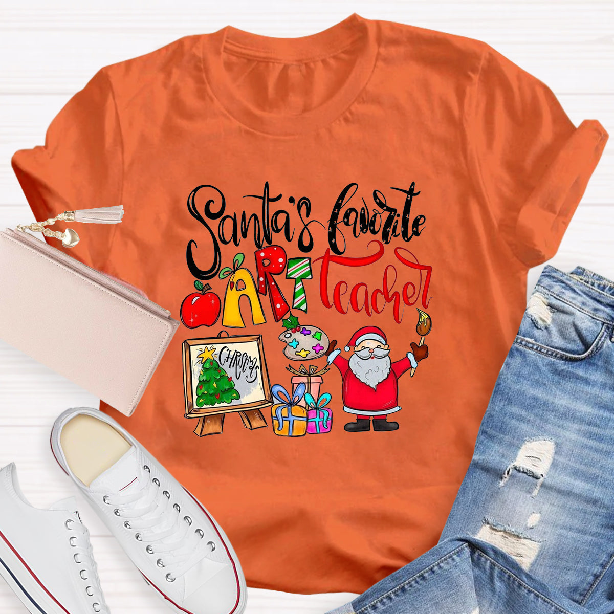 Santa's Favorite Art Teacher T-Shirt