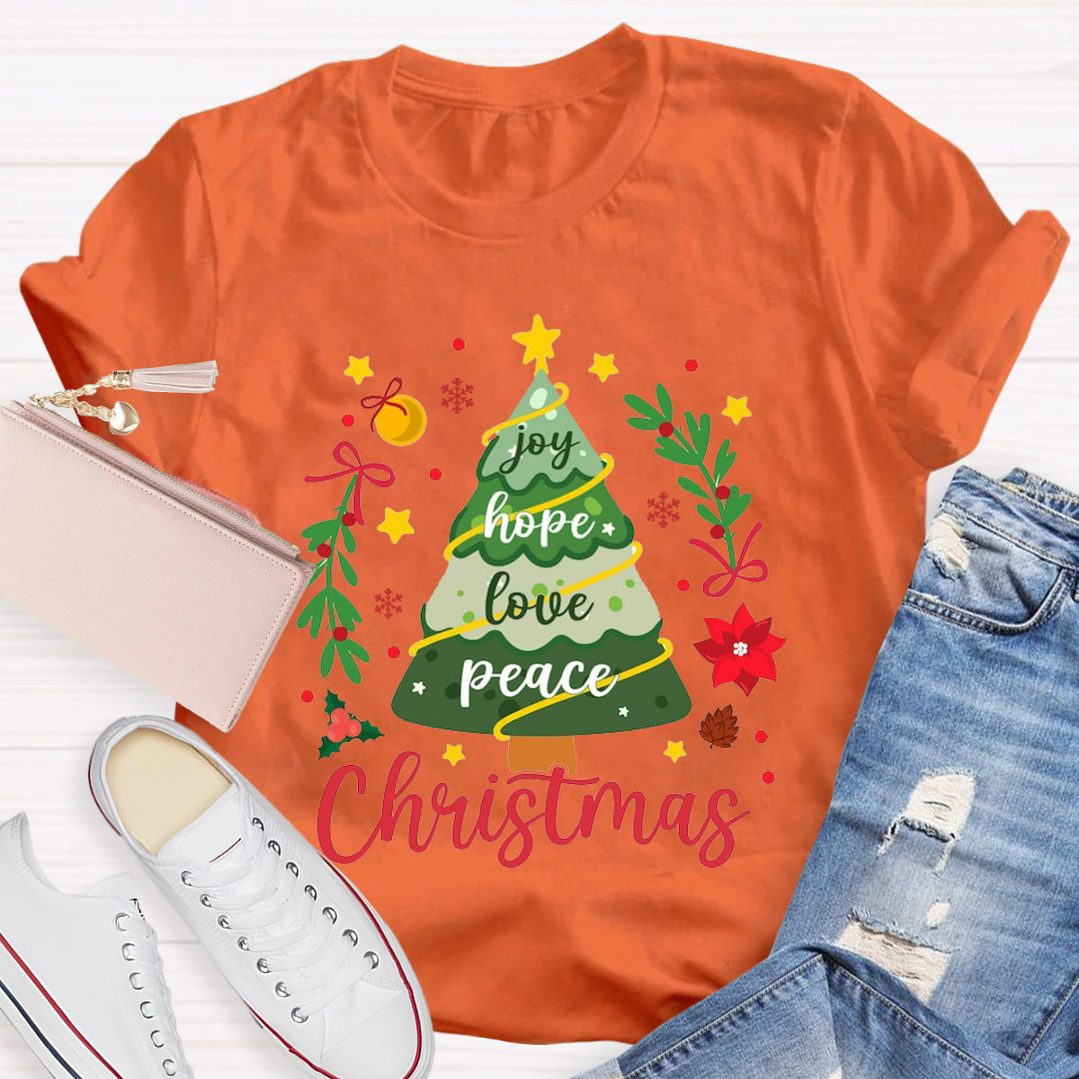 Christmas Tree Joy Hope Love Peace T-Shirt