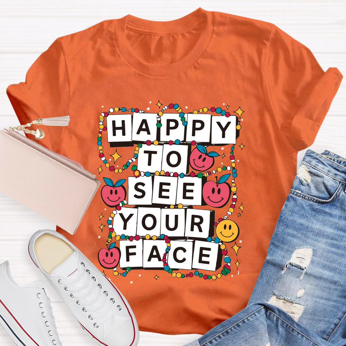 Apple Beads Happy To See Your Face T-Shirt