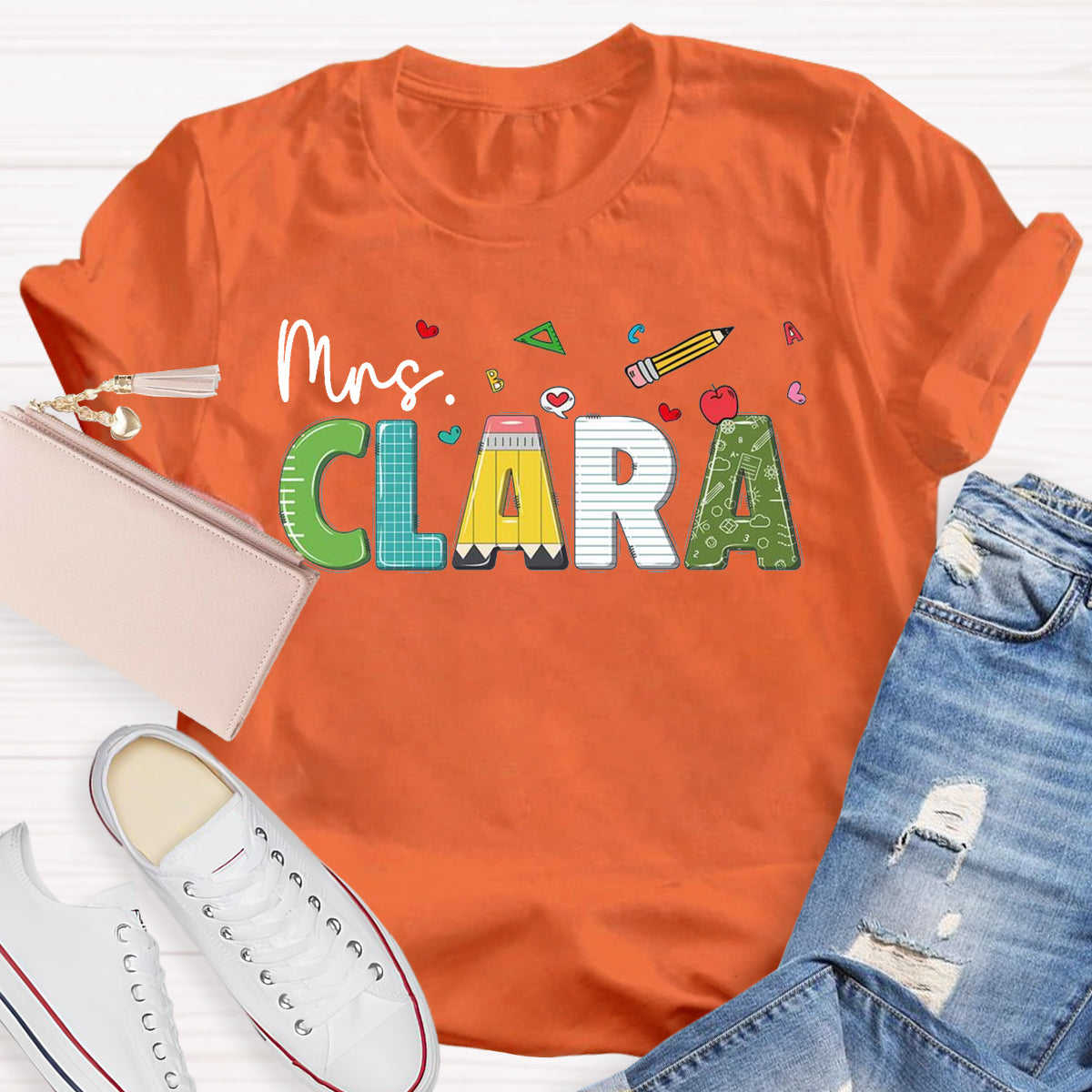 Personalized Name Mrs Clara Teacher T-Shirt