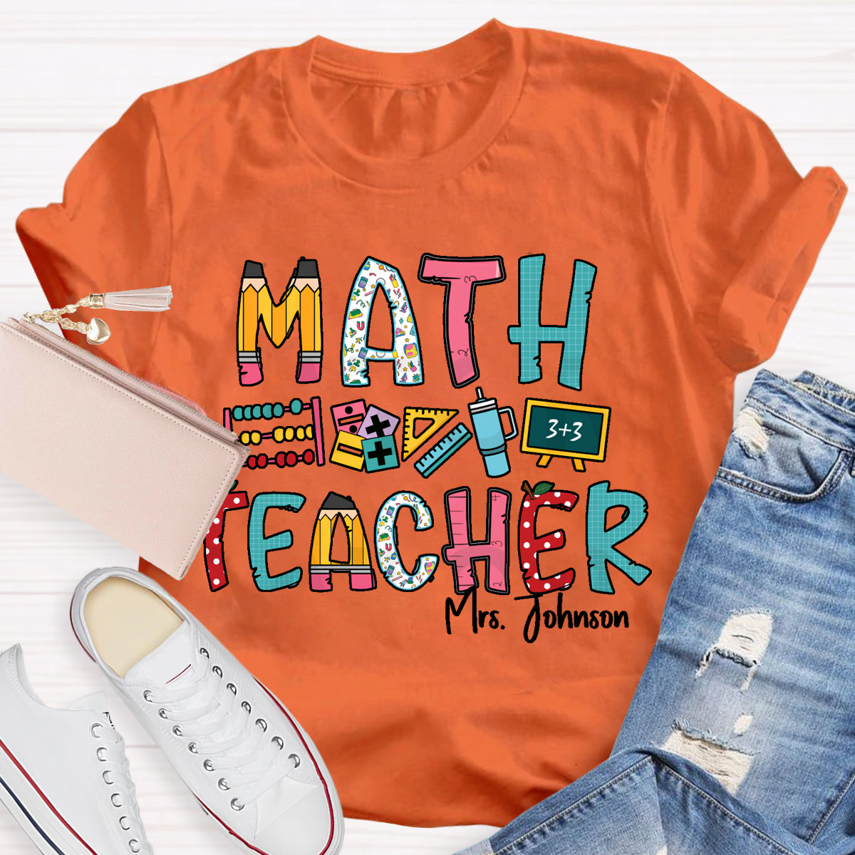 Personalized Math Teacher Name Mrs. Johnson T-Shirt