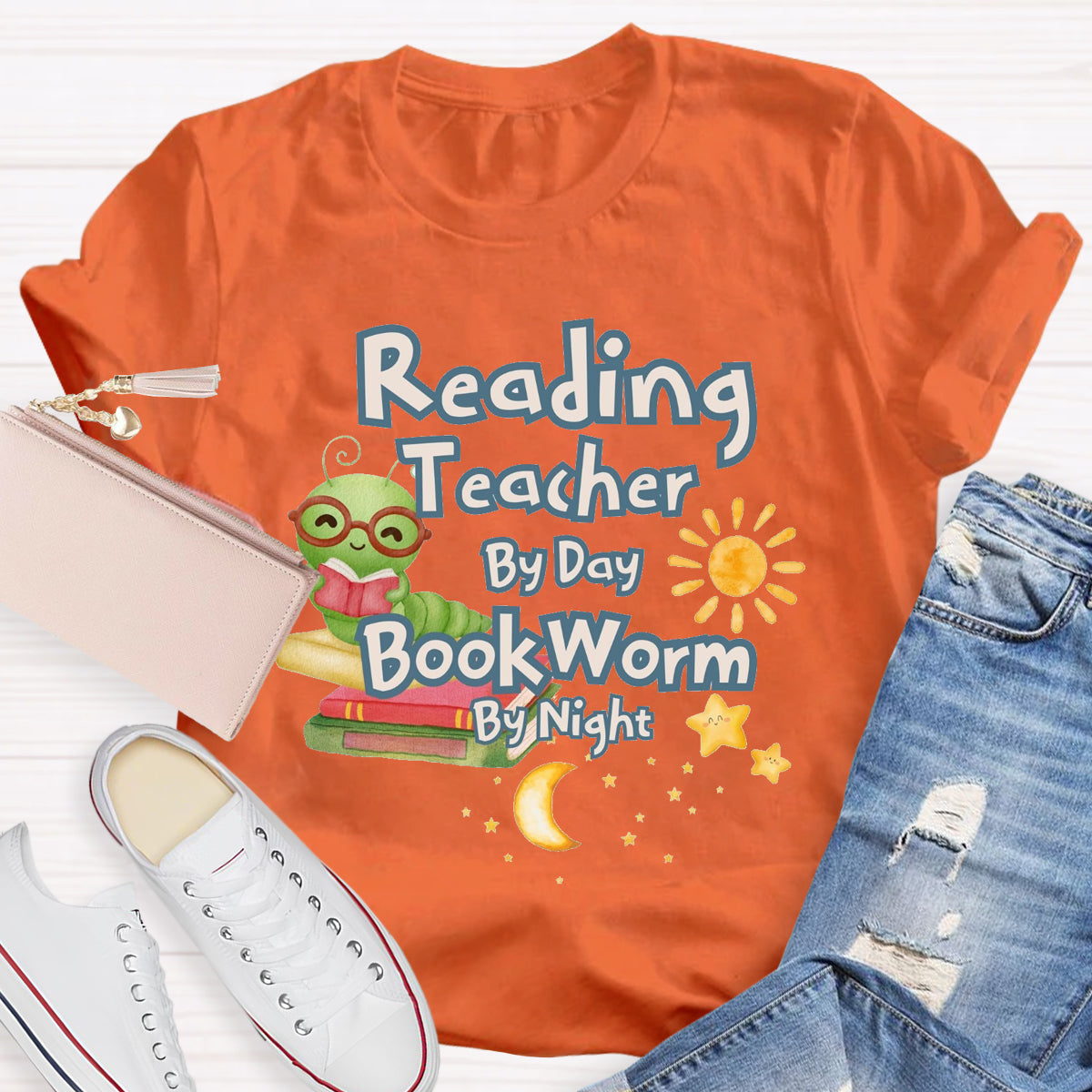 Reading Teacher By Day Bookworm By Night T-Shirt