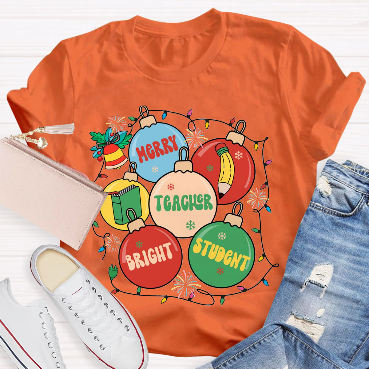 Merry Teacher  Bright Students T-Shirt