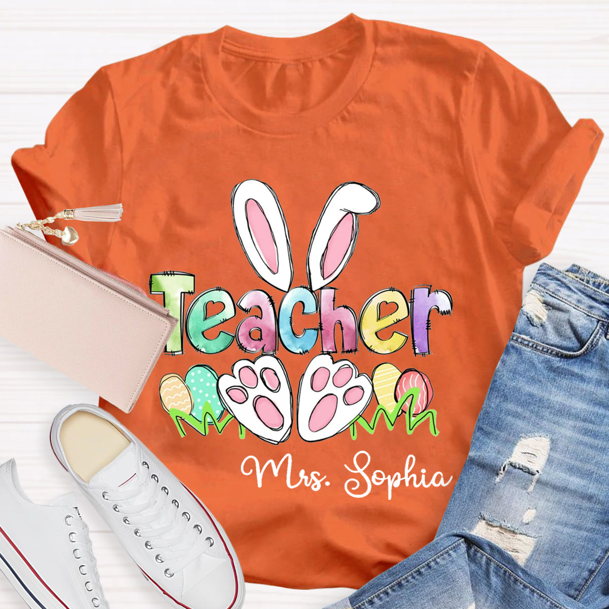 Personalized Name Easter Teacher T-Shirt