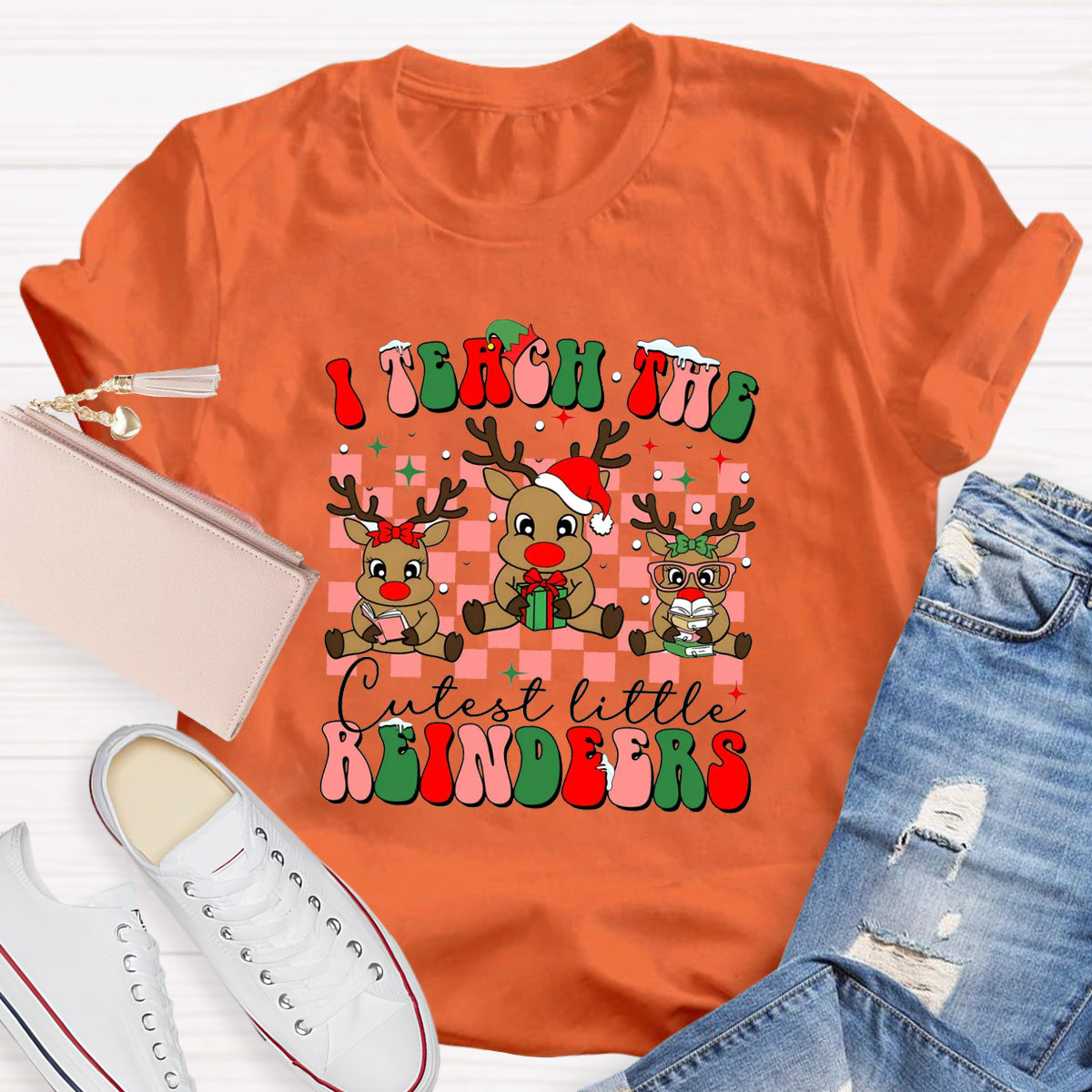 I Teach The Cutest Little Reindeers Teacher T-Shirt