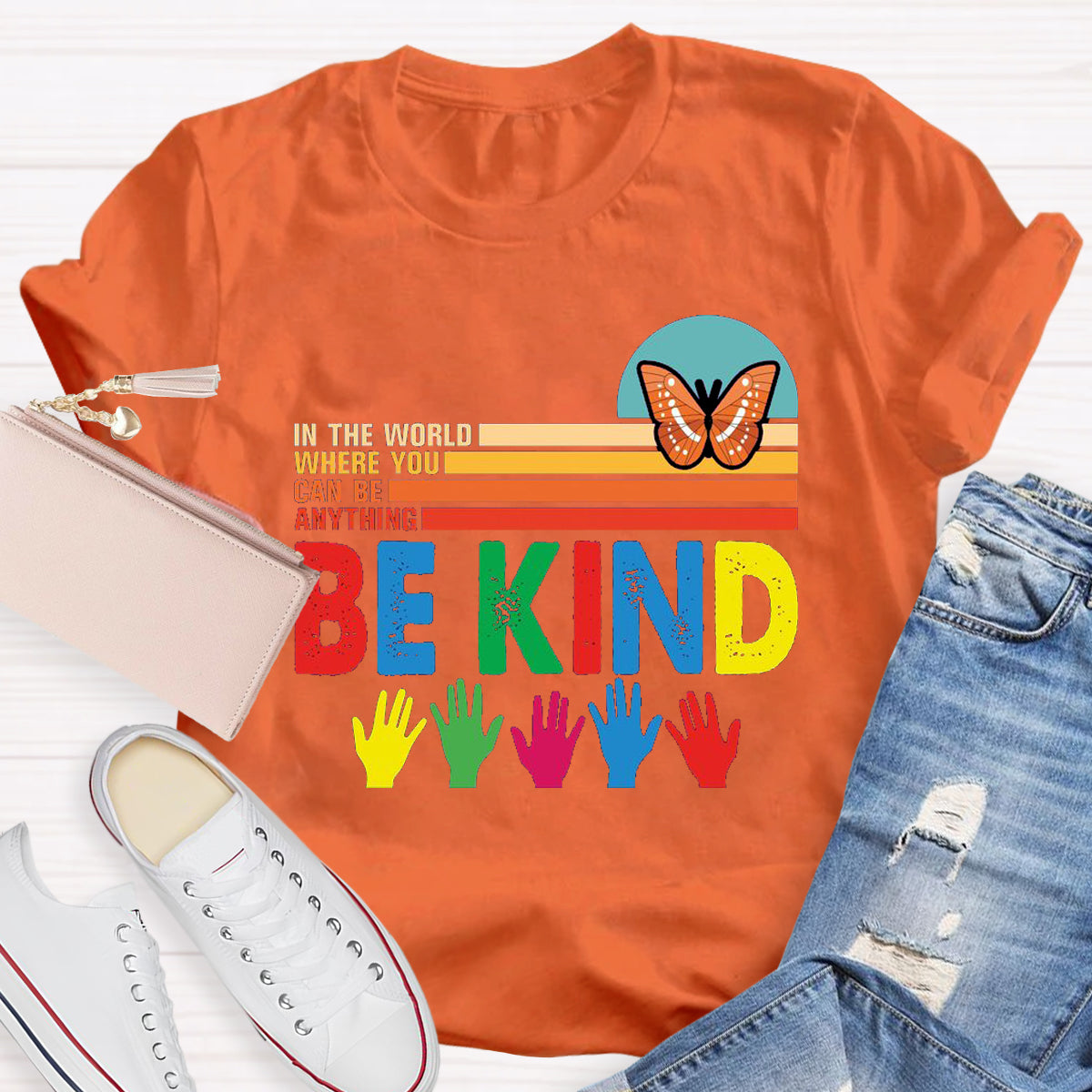 In A World Where You Can Be Anything Be Kind Butterfly T-Shirt