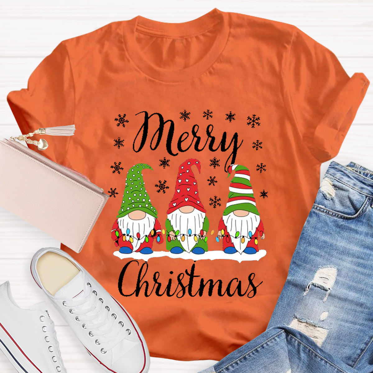 Merry Christmas Three Gnomes Light T-Shirt