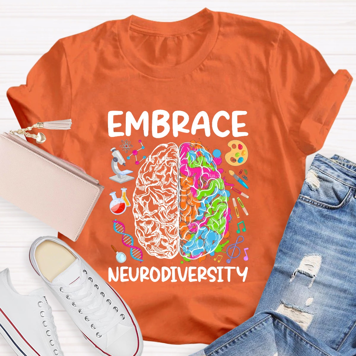 Embrace Neurodiversity Brain Teacher T-Shirt