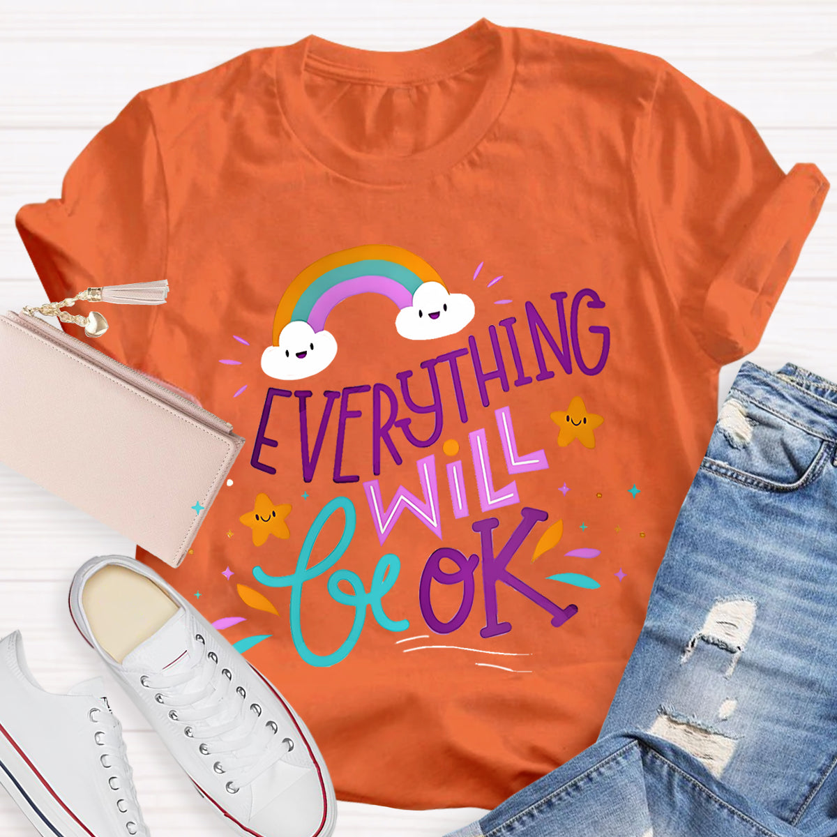 Everything Will Be Ok Rainbow T-Shirt