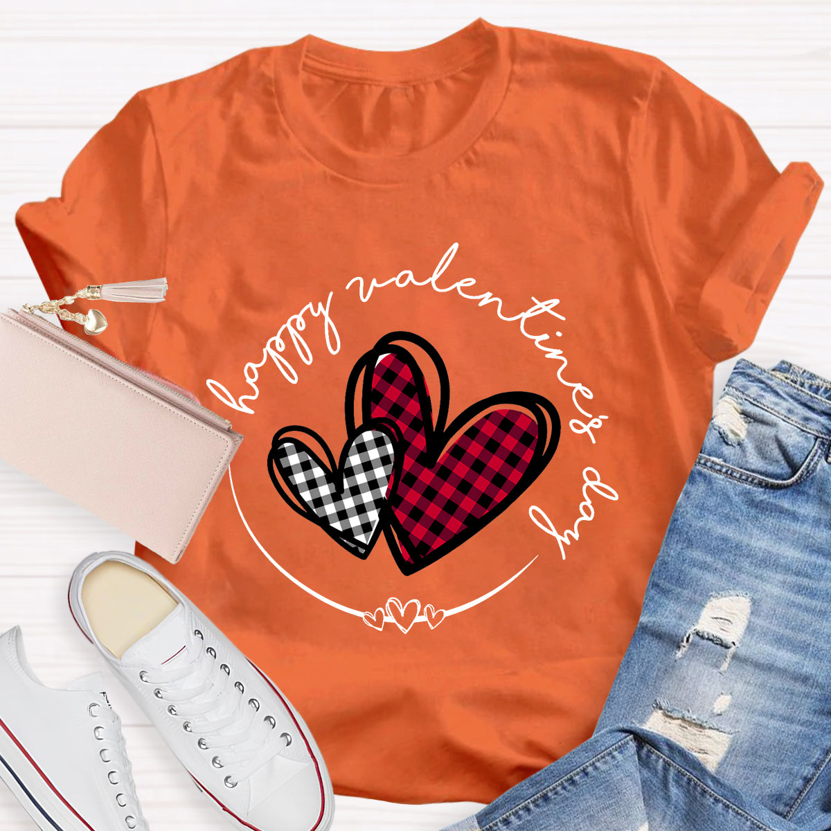 Plaid Heart Valentines Day T-Shirt