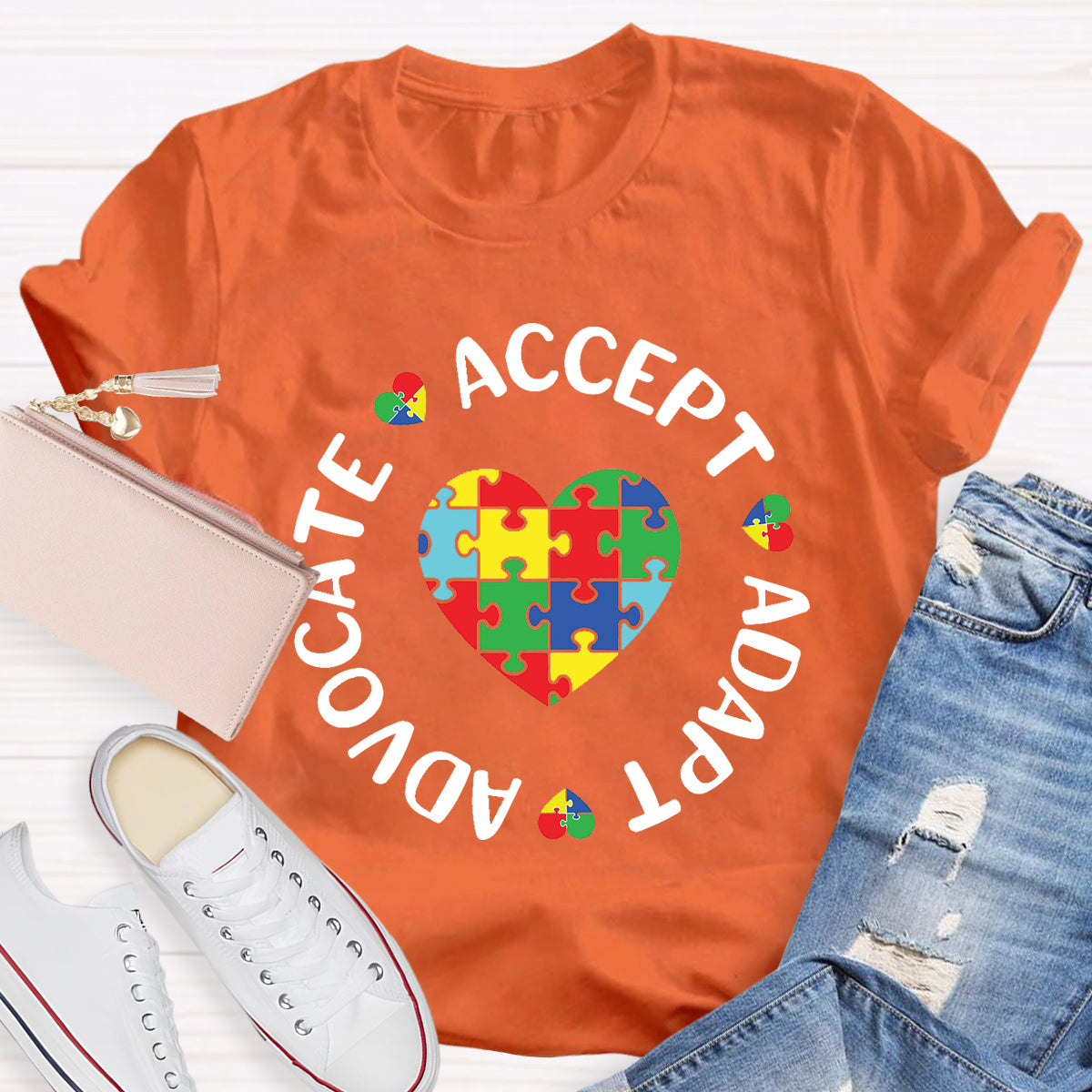 Accept Adapt Advocate Heart Special Education Teacher T-Shirt