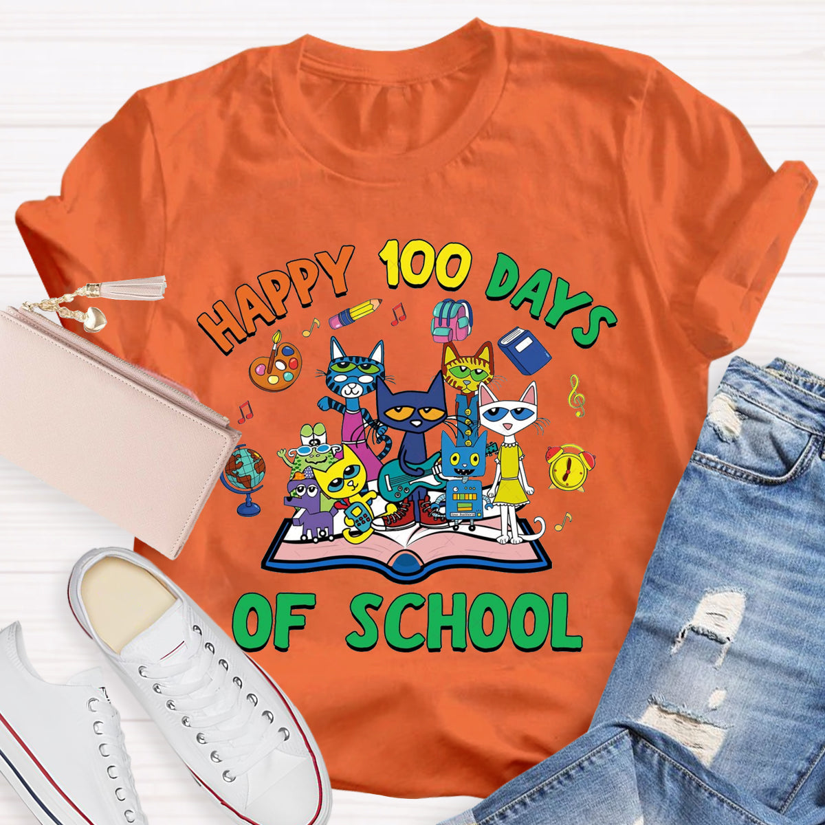 Happy 100 Days of School Children Books Teacher T-Shirt