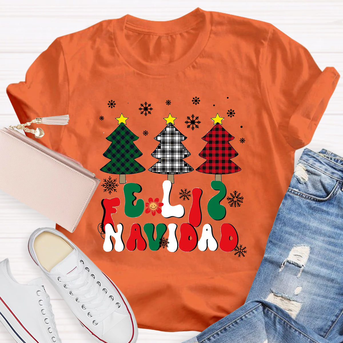 Spanish Christmas Feliz Navidad Teacher T-Shirt