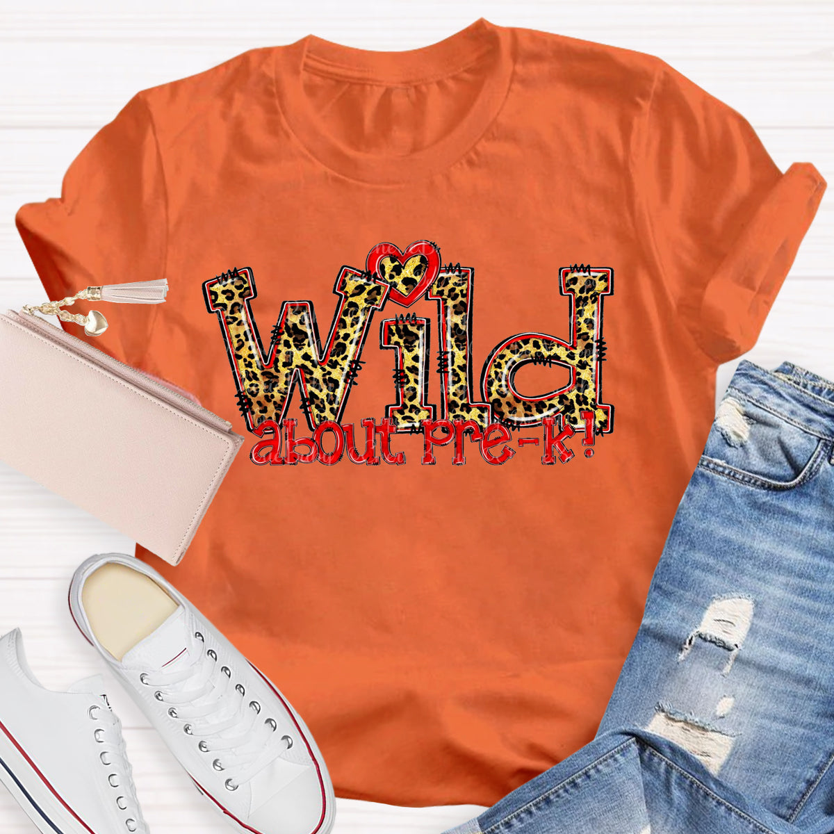 Wild About Pre-K Red Heart T-Shirt