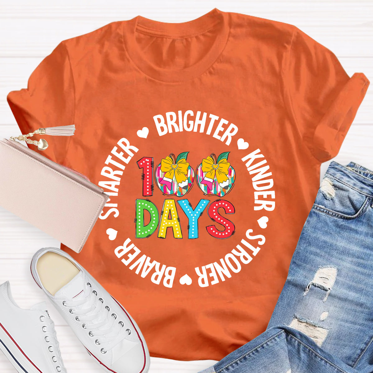 100 Days Brighter Kinder Teacher T-Shirt