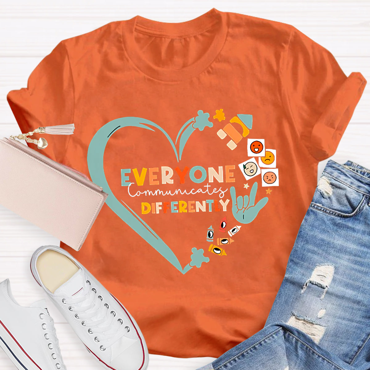 Everyone Communicates Differently Heart T-Shirt