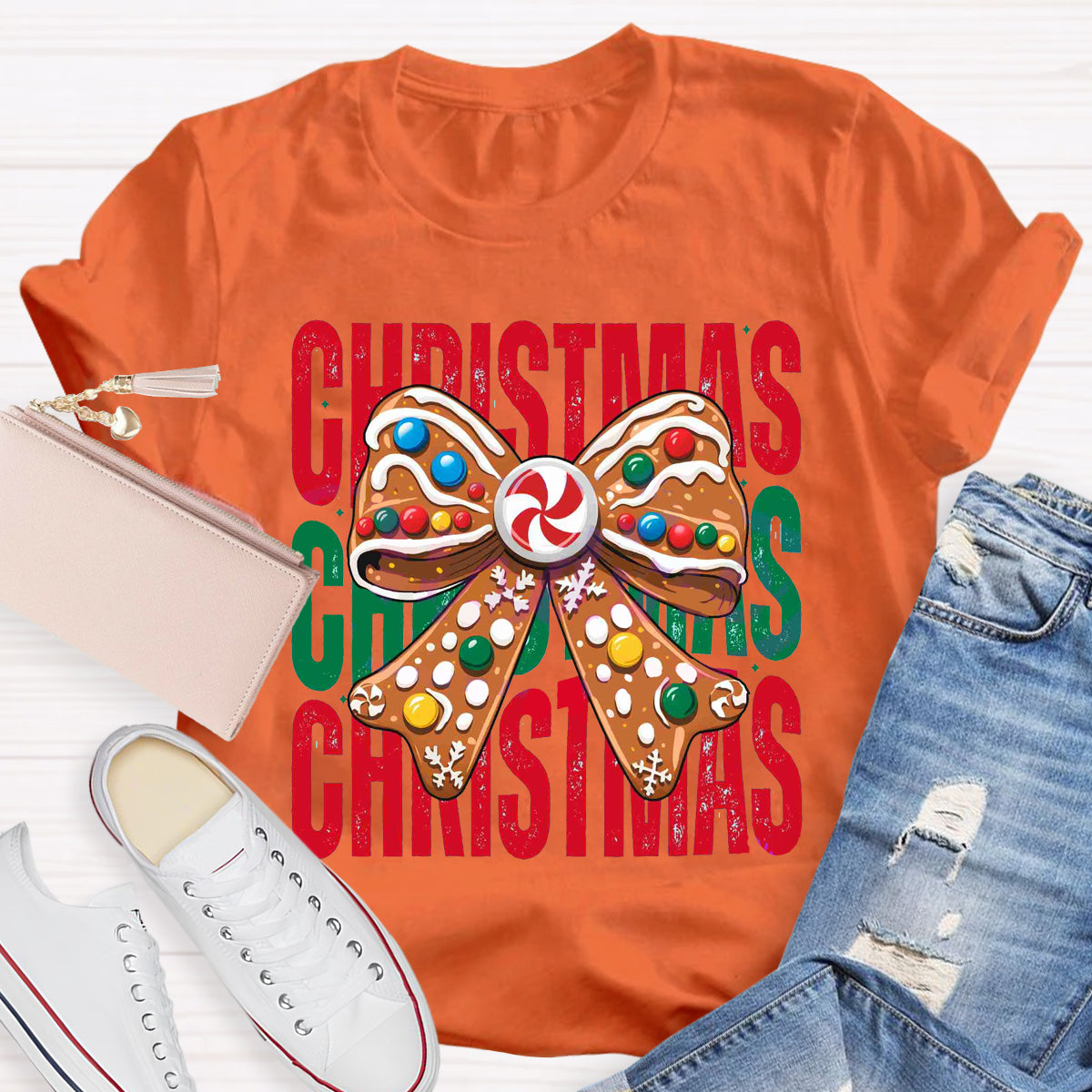 Nice Coquette Bow gingerbread Christmas T-Shirt