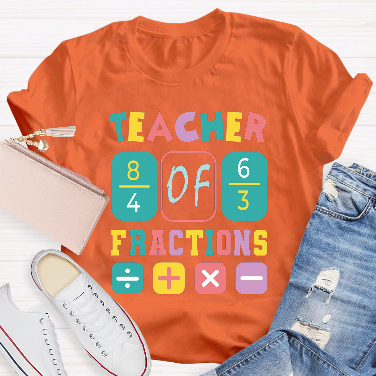 Teacher Fractions Funny Math Teacher T-Shirt