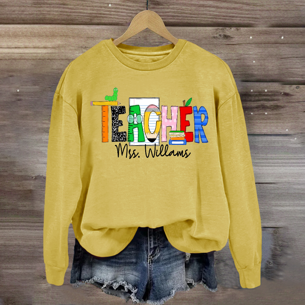 Personalized Teacher Name Caterpillar Exploring Knowledge Sweatshirt