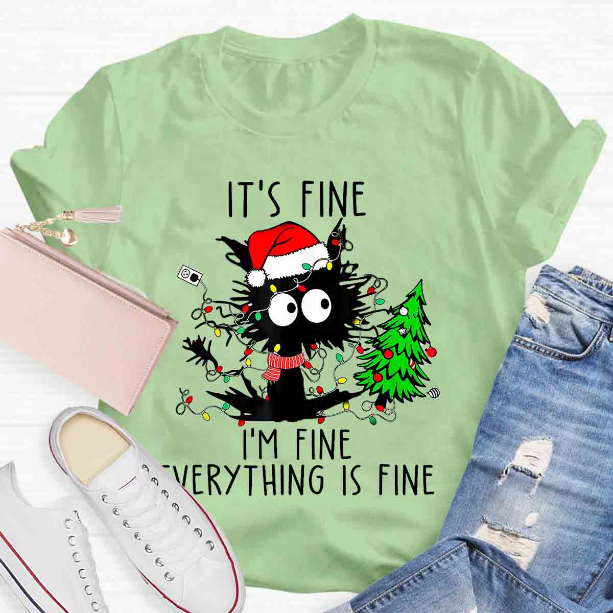 It's Fine I'm Fine Everything Is Fine Christmas T-shirt