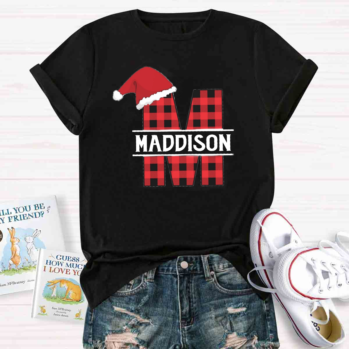 Personalized Name Plaid Christmas Name T-Shirt