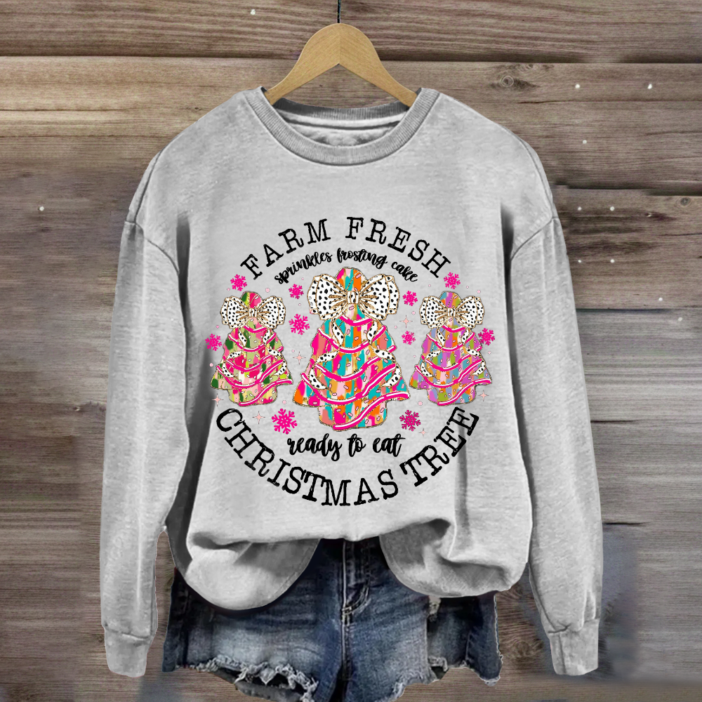 Farm Fresh Christmas Tree Spirals Frosting Cake Ready To Eat Sweatshirt