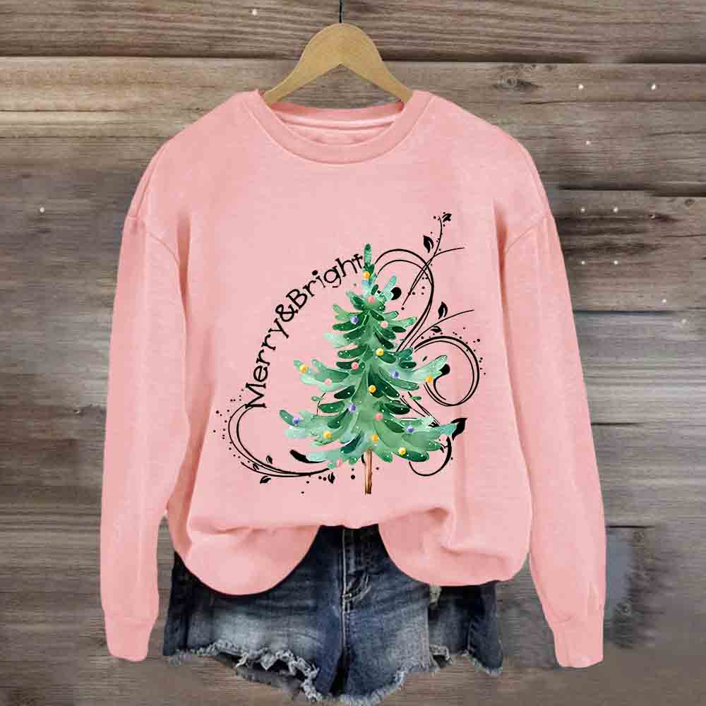 Merry And Bright Christmas Tree Sweatshirt