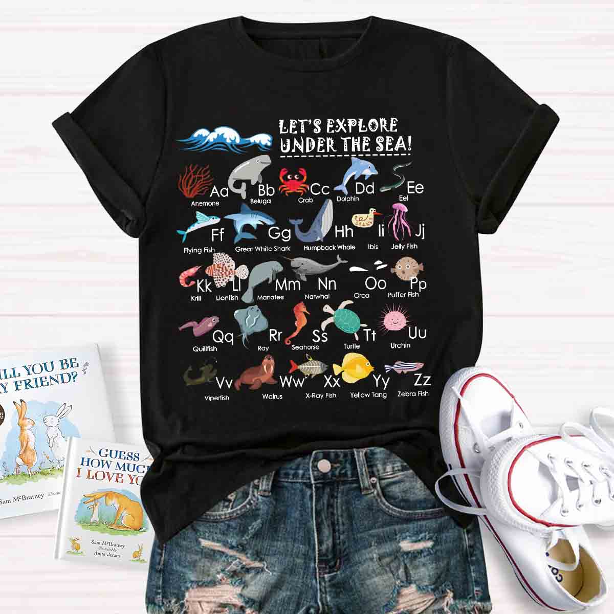 Under the Sea Ocean Animals Alphabet T-shirt