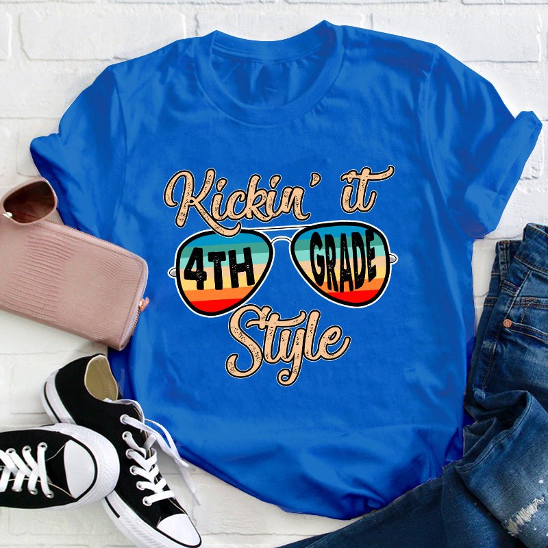 Personalized Grade Kicking It Style Teacher T-Shirt