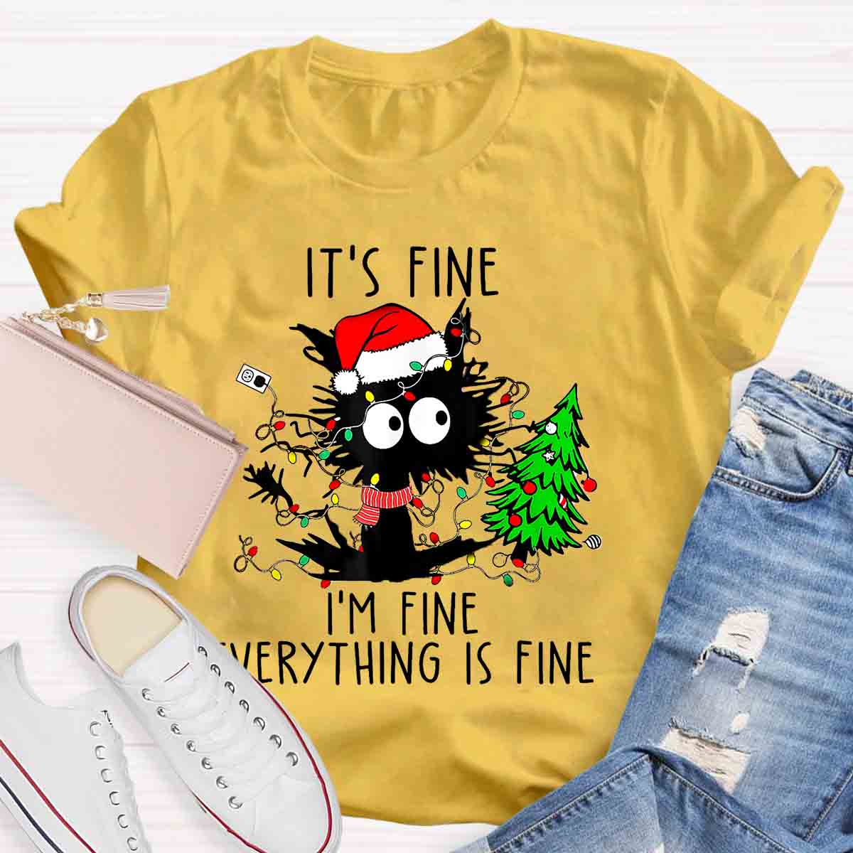 It's Fine I'm Fine Everything Is Fine Christmas T-shirt