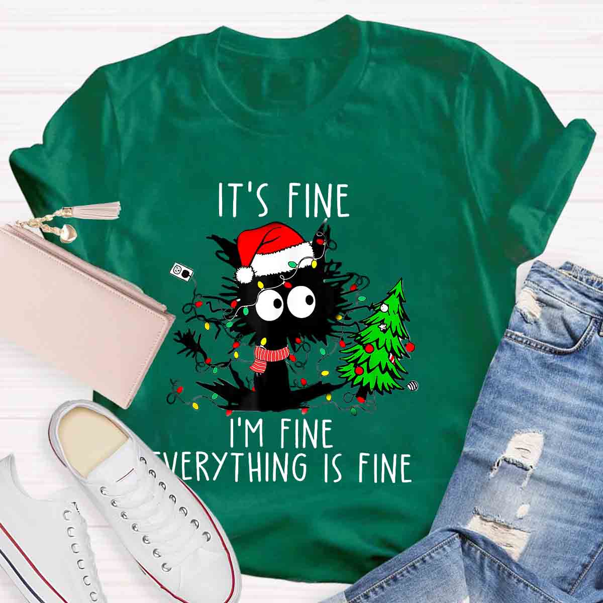 It's Fine I'm Fine Everything Is Fine Christmas T-shirt