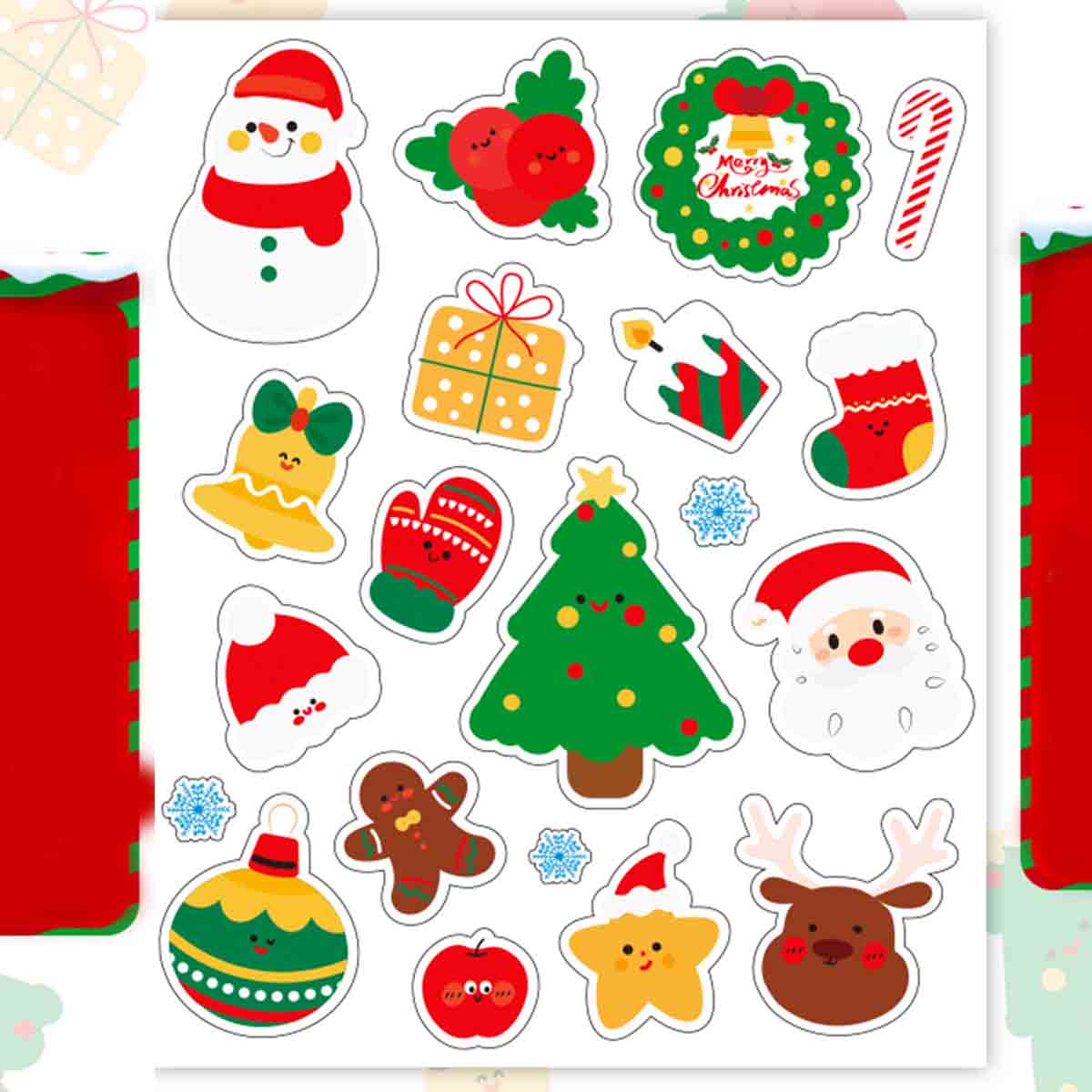 A Pack of 10 Sheets Christmas Cute Santa Claus Elk Snowflake Sticker