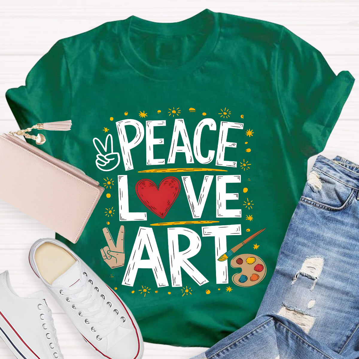 Peace Love Art Teacher T-Shirt