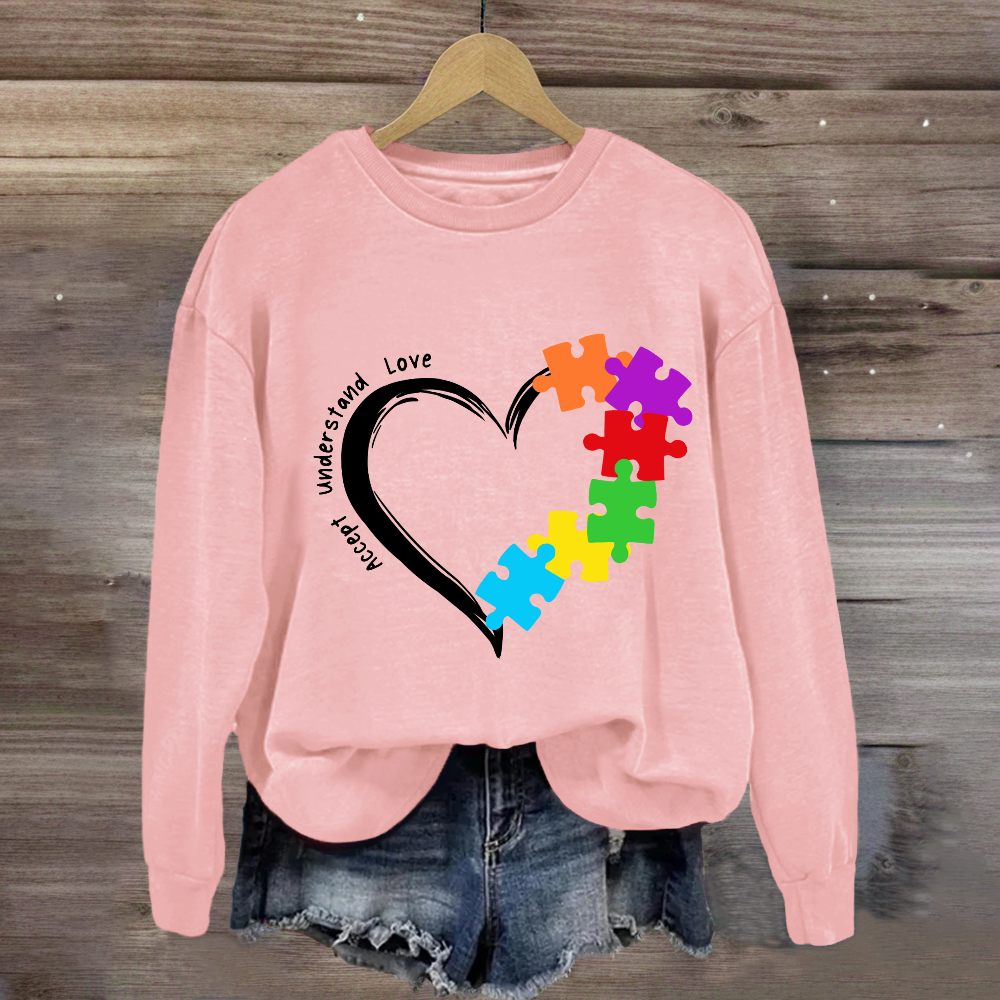 Accept Understand Love Heart Autism Sweatshirt