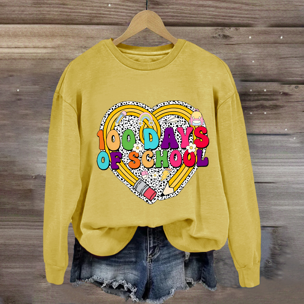 Happy 100 Days Of School Pencil Heart Sweatshirt