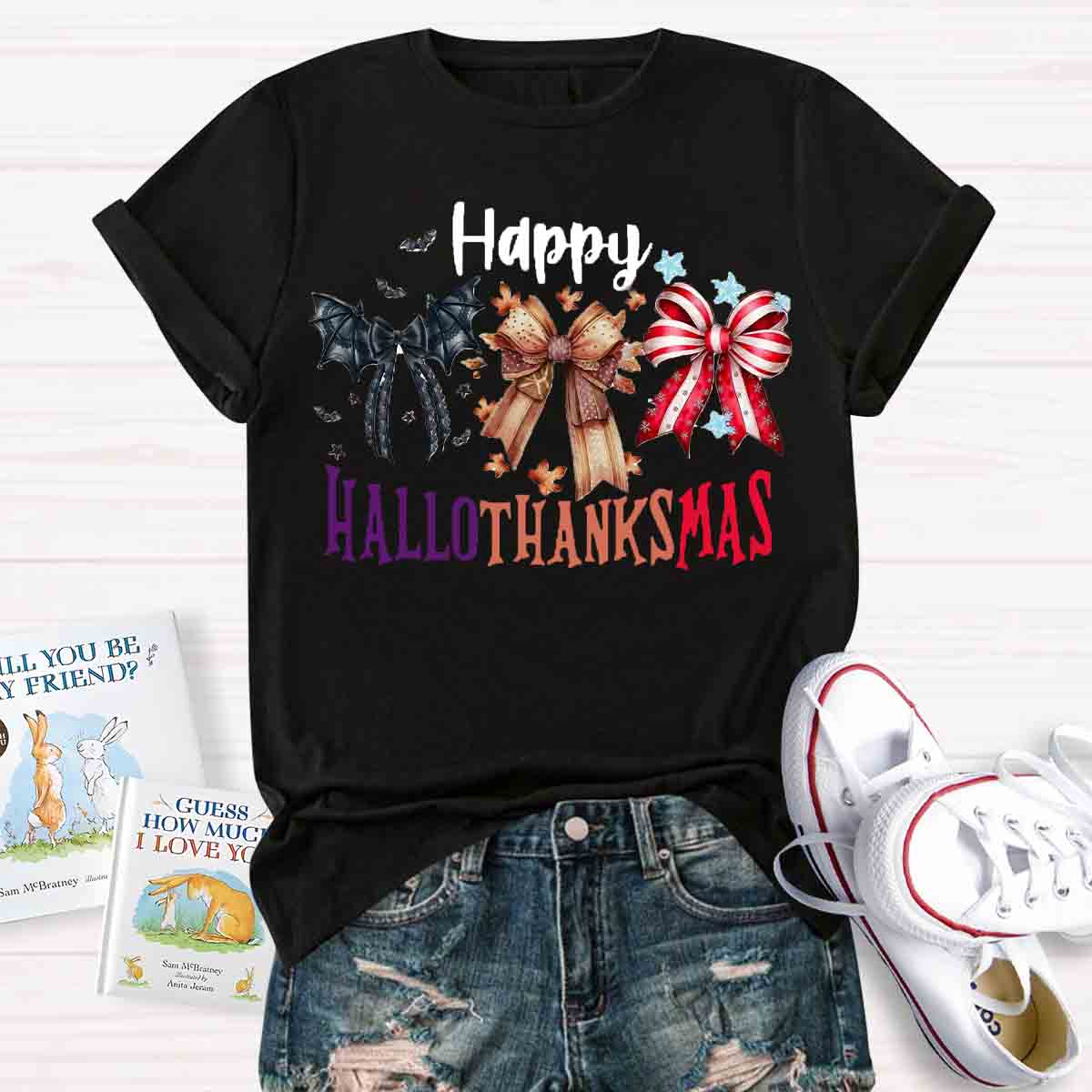 Merry Hallothanksmas Bow T-shirt